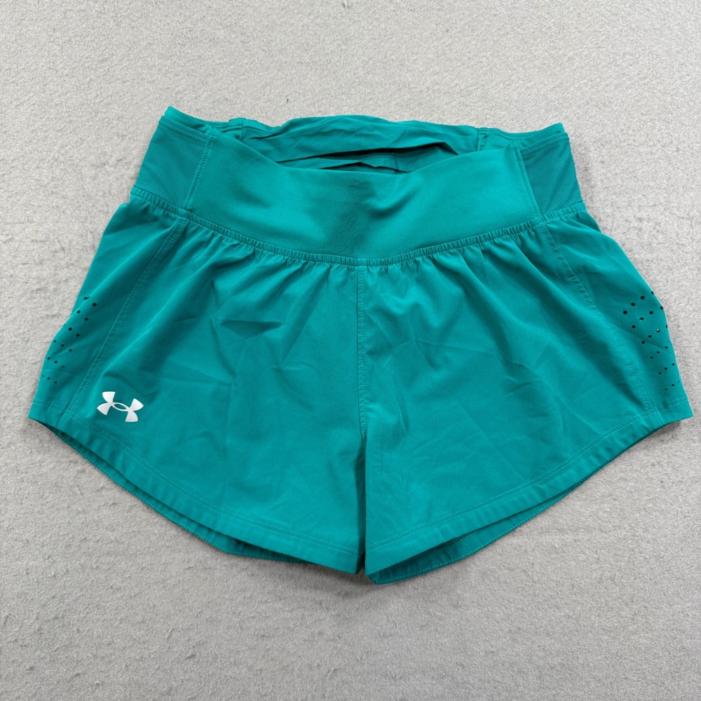 Under Armour Running Shorts Women's Small Teal‎ Green Speedpocket Athletic Gym